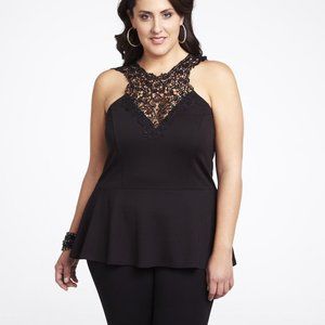 MXM 4X Peplum Top with Crochet Detailing NWT